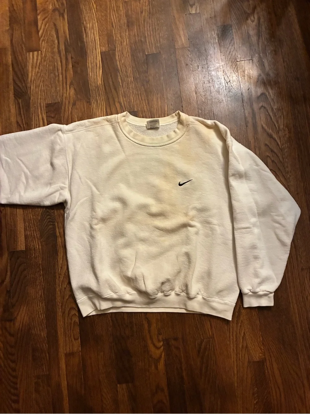 Nike Cream Crewneck Sweatshirt with Black Swoosh